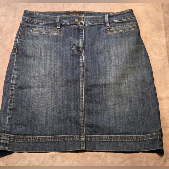 Talbots Dresses & Skirts - Talbots Denim Pencil Skirt Womens 8  Classic Y2K Preppy Blue Faux Pockets Cotton
